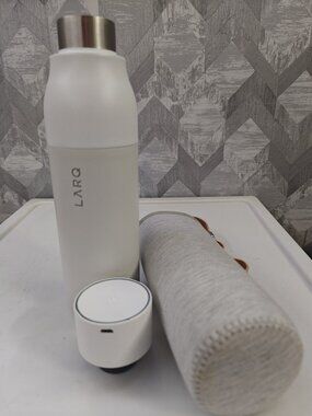 LARQ Self-Cleaning Water Purification Bottle, 17 oz, Graphite White, with Sleeve